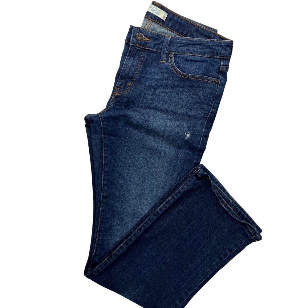 Levis Jeans 545 Low Boot Cut Womens 33 Dark Wash Denim Flap Pocket Distressed